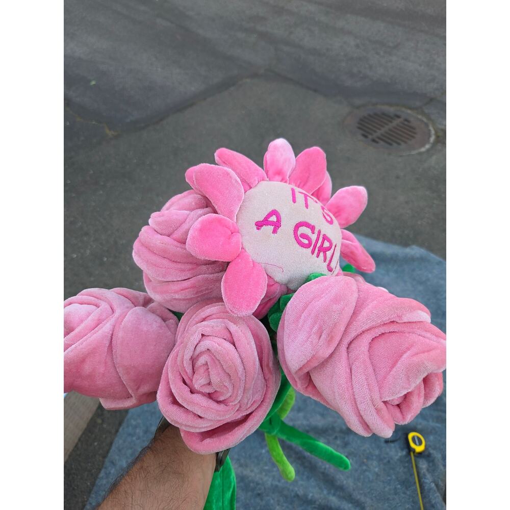 Large Pink Rose Plush Bendable Flower 22inch Long Stem Lot of 5 plus bonus